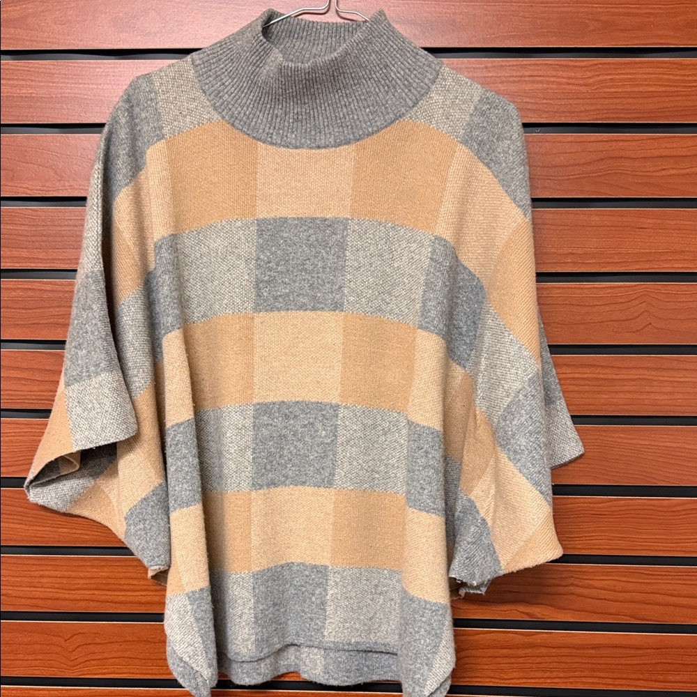 Gray and Tan Plaid Women's Sweater